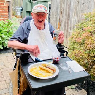Enjoying a sunny day with a delicious meal!
