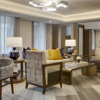 A modern living room with stylish furniture and elegant decor.