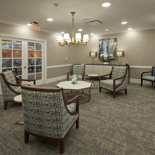 A cozy lobby area with comfortable seating and stylish decor.