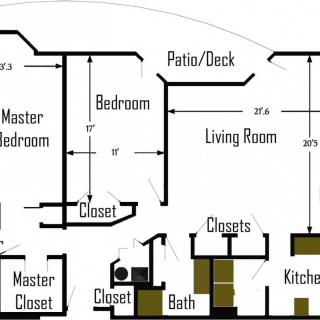 A detailed floor plan of an apartment showing various rooms and their layout.