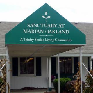 Entrance to Sanctuary at Marian Oakland, a senior living community.