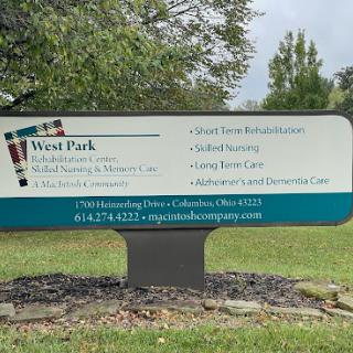 Signage for West Park Community Center providing information and services.