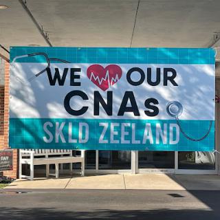 A vibrant banner expressing gratitude for CNAs at SKLD Zeeland.