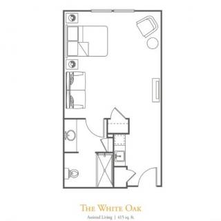 Floor plan of The White Oak room layout.