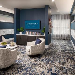 A stylish and modern lobby interior with comfortable seating and elegant decor.