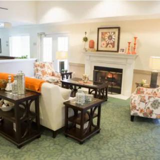 A cozy and well-decorated living room featuring a fireplace, comfortable seating, and elegant decor.