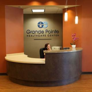 The reception area of Grande Pointe Healthcare Center.