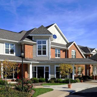 A suburban residential building with a modern architectural design.