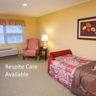 A cozy bedroom setup indicating respite care availability.