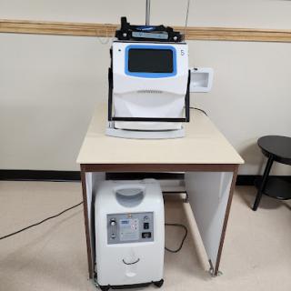 A diagnostic machine designed for use in a healthcare setting.
