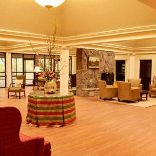 Spacious lobby area with comfortable seating and elegant decor.