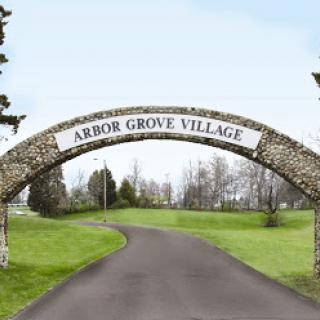 Welcome to Arbor Grove Village - A serene entryway into a peaceful community.