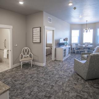 A modern living space with an open layout and stylish decor.