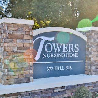 Entrance sign for Towers Nursing Home located at 372 Hill Rd.