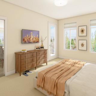 A cozy and well-decorated bedroom with natural light.
