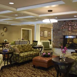 A cozy living room with comfortable seating, a fireplace, and elegant decor.