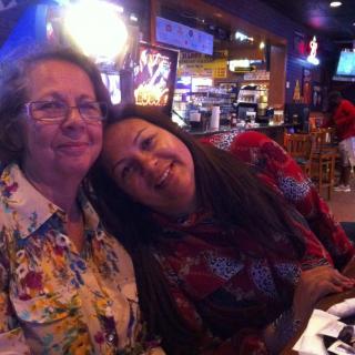 Two women enjoying their time at a restaurant.