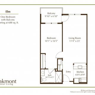 One-bedroom apartment floor plan with a balcony.