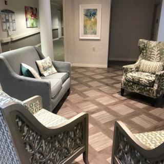 A cozy lobby area with comfortable seating arrangements.