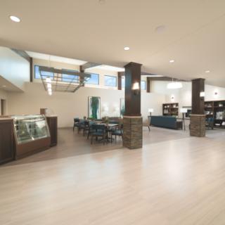 A modern and spacious interior showcasing contemporary design elements.