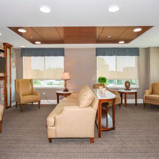 A bright and elegantly furnished living room with sofas, chairs, and decorative elements.