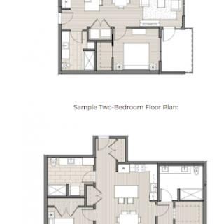 Sample two-bedroom house floor plan.