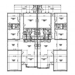 Architectural floor plan depicting the layout of multiple rooms and spaces in a building.