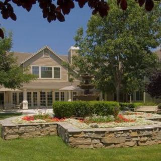 A beautiful house with a landscaped garden and trees.