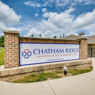 Entrance sign for Chatham Ridge Assisted Living & Memory Care.