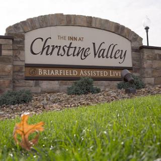 The sign for Christine Valley, an assisted living facility.
