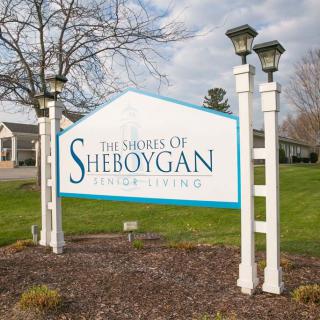 Entrance sign for The Shores of Sheboygan neighborhood.