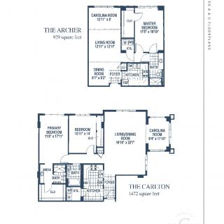 This image shows floor plans for two different residential layouts, named 'The Archer' and 'The Griffin'.