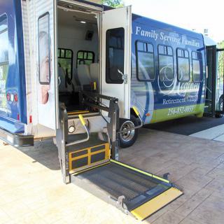 A mobile service van equipped with an accessibility ramp.