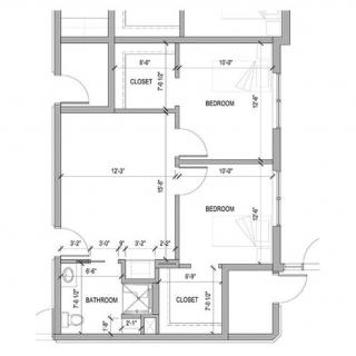 A detailed architectural floor plan showcasing the layout of a residential space.