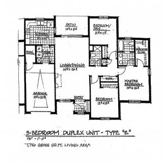 Floor plan of a 3-bedroom duplex unit, labeled as Type 'A'.