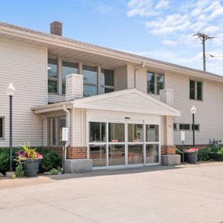 The modern entrance of a bright, welcoming building.