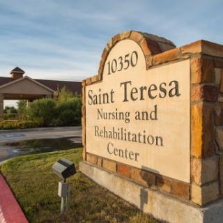 Entrance sign of Saint Teresa Nursing and Rehabilitation Center.