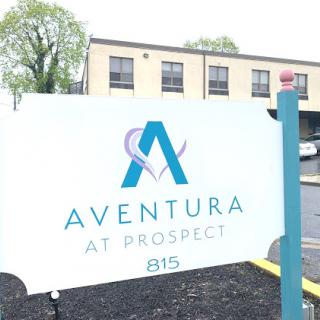 Signage for Aventura at Prospect, indicating the location at 815.