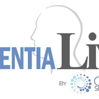 Logo for Dementia Live, featuring a silhouette and circular design.