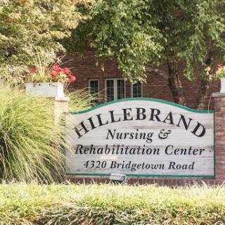 Hillebrand Nursing & Rehabilitation Center sign located on Bridgetown Road.