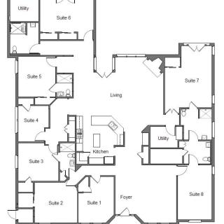 A detailed floor plan of a house showing room layouts and design.