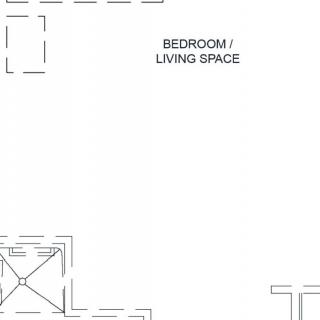 A simple floor plan showing a combined bedroom and living space.