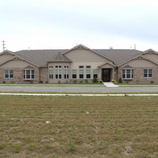 A single-story suburban building with a modern design.