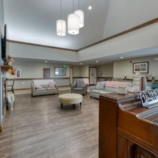 Spacious living room with comfortable seating and modern decor.
