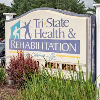Sign for Tri State Health & Rehabilitation indicating employment opportunities.