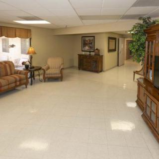 A spacious lobby area featuring comfortable seating and tasteful decor.
