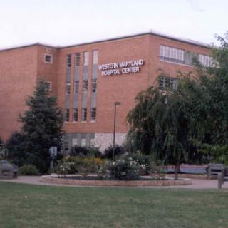 A brick building surrounded by greenery, featuring a well-maintained garden area.