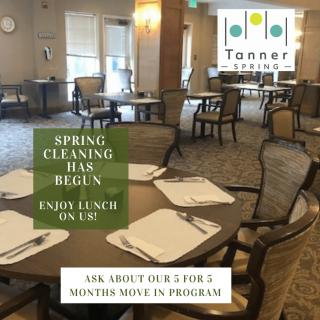Spring cleaning is underway at Tanner Dining. Enjoy lunch and learn about our exciting 3 for 3 months move-in program!