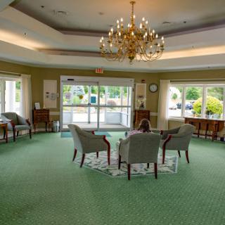 A welcoming lobby area featuring comfortable seating and natural light.