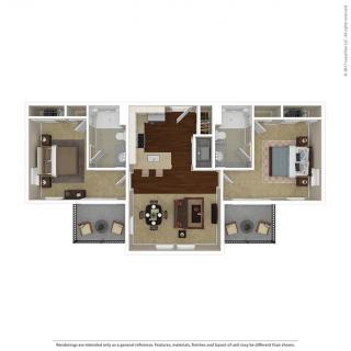 A 3-bedroom apartment floor plan showcasing a spacious layout with distinct living, dining, and kitchen areas.
